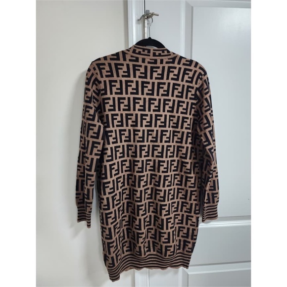 Authentic Fendi Zucca Cardigan in Brown/Black - Picture 2 of 16